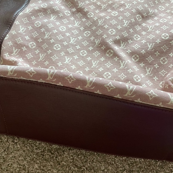 Authentic RARE Vintage Louis Vuitton purse leather trim gold pink/white bucket - Picture 10 of 15